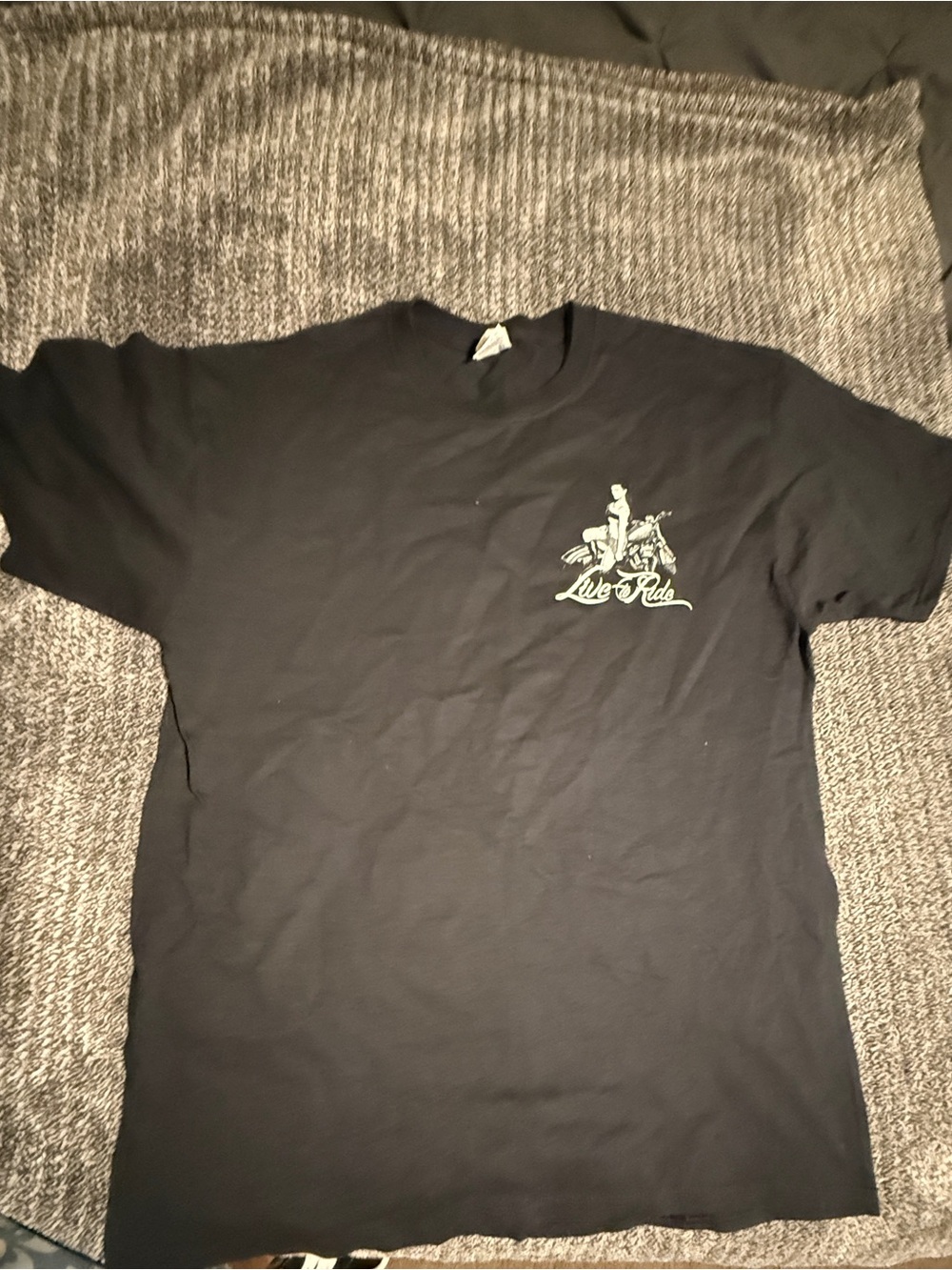 Hanes Black Short-Sleeve Tee with Small Light Graphic